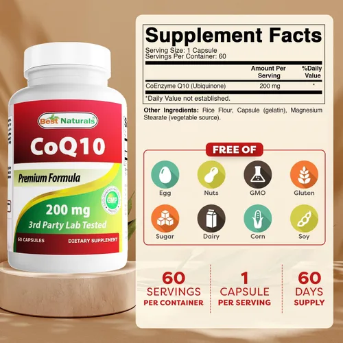 Vista 2 de Best Naturals COQ10 200 mg, 60 Cápsulas