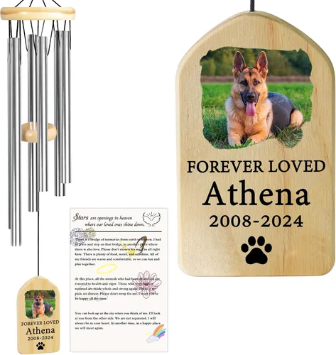 Vista 24 de Jocidea - Campanillas de viento personalizadas para gatos en memoria de gato, regalo por pérdida de gato, regalo de condolencia de mascota, regalo