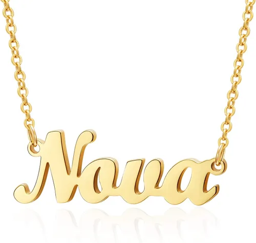 Vista 5 de Ldurian Valentine's Day Gifts Name Necklace Name Pendant Necklace Christmas Gifts 14K Gold Dainty Name Plate Necklaces Birthday Jewelry Gift for