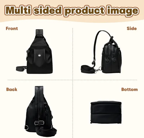Vista 7 de Mini bolsa impermeable de 2 vías, mochila pequeña Oxford con múltiples compartimentos, para mujeres, universitarios, viajeros, viajes con antirrobo