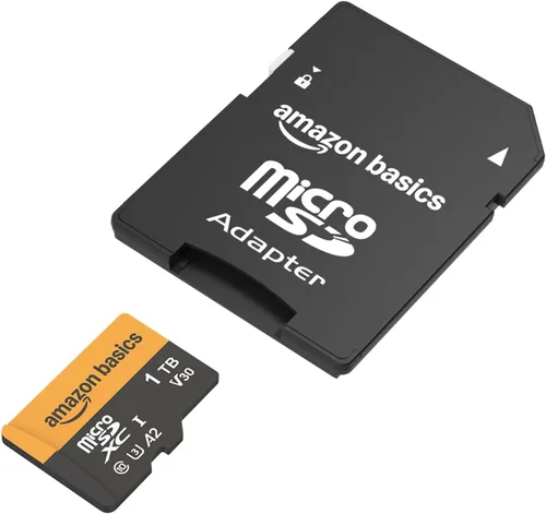 Vista 5 de Amazon Basics - Tarjeta microSDXC de 1 TB con adaptador, velocidad de lectura de hasta 200 MB/s, paquete de 1 unidad