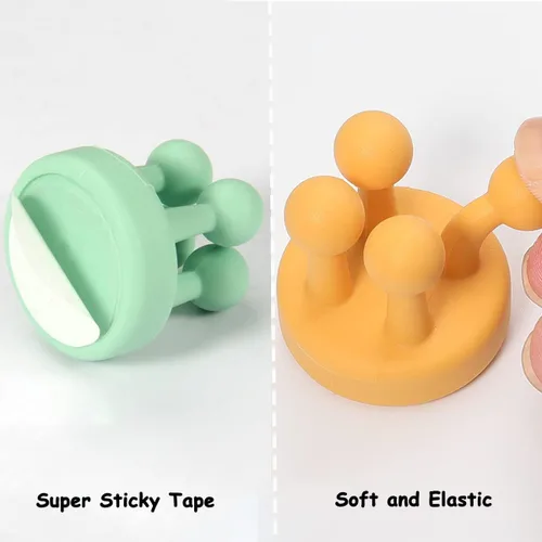 Vista 5 de 6 soportes de silicona impermeables para cepillos de dientes, ganchos autoadhesivos multifunción para colgar llaves, ropa, toalla, cable