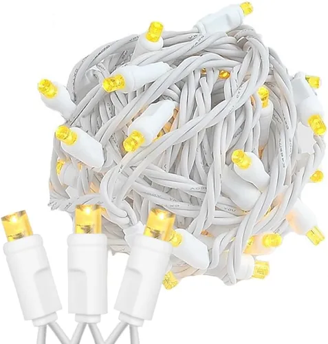 Vista 12 de Novelty Lights Guirnalda de luces de Navidad de 25 pies, 50 bombillas LED rosas en cable blanco, espacio de 6 pulgadas, iluminación conectable