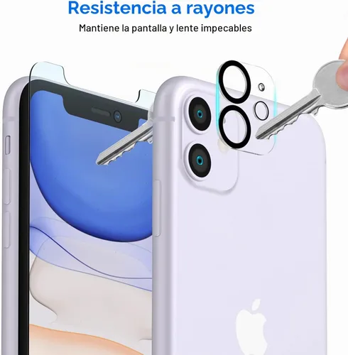 Vista 5 de JETech Protector de pantalla para iPhone 11 de 6.1 pulgadas con protector de lente de cámara, película de vidrio templado, paquete de 2