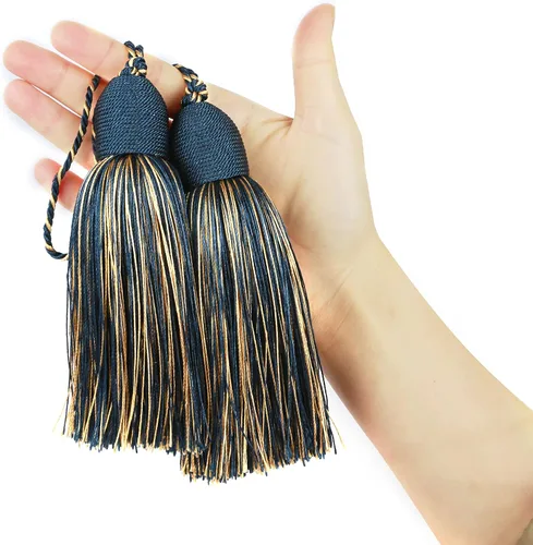 Vista 9 de 2 borlas para llaves con bucle, accesorios hechos a mano, color Negro