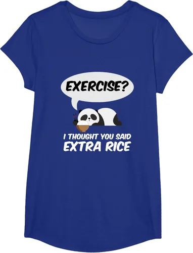 Vista 68 de ¿Ejercicio? I Thought You Said Extra Rice Panda Gift T-Shirt, Negro, S