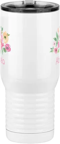 Vista 6 de Just So Posh Abuela Flowers Tumbler, Vaso de Café de Viaje con Asa y Tapa Deslizante, Blanco 20 oz Polar Camel, Acero Inoxidable, Aislado al Vacío