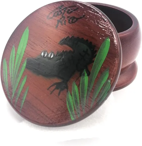 Vista 4 de Joyero de madera - Decoración pintada a mano - Juego de 1 joyero auténtico de la selva tropical costarricense - Artesanal - Estuche