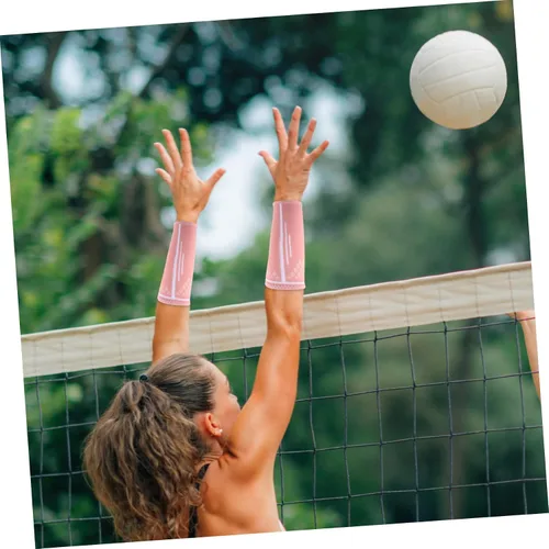 Vista 9 de ibasenice Mangas de voleibol para brazos, muñequera elástica deportiva para mujer, protector de brazo acolchado para uso atlético, 1 par