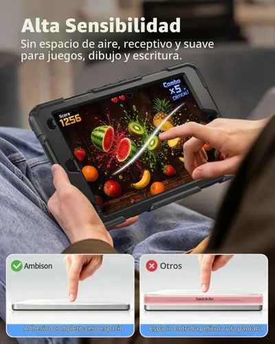 Vista 4 de Ambison - Funda protectora para iPad de 9ª/8ª/7ª generación de 10,2 pulgadas, color negro Hand Strap, 9H Tempered Glass Screen Protector, Rotating