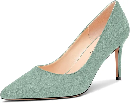 Vista 38 de Castamere Zapatos de tacón alto básicos para mujer, sin cordones, puntiagudos, tacón de aguja de 3.3 in charol leopardo beige
