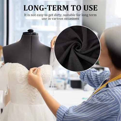 Vista 4 de Tudomro 2 piezas de cubierta de tela de maniquí negro cubierta de la forma de vestido femenino estiramiento maniquí cuerpo de tela para diseñador