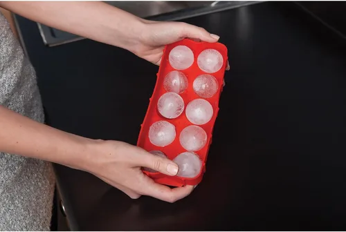 Vista 6 de HIC Kitchen Cannonball - Bandeja de silicona para cubitos de hielo, antiadherente, esferas grandes Silicona de grado alimenticio, hace 10 bolas