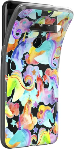 Vista 2 de Mertak Funda transparente para teléfono compatible con LG Stylo 6 5 4 K61 K51S K41S K30 K20 Q70 Q60 cubierta de silicona acuarela diseño colorido