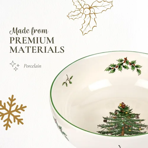 Vista 4 de Spode - Ensaladera Individual en Forma de Árbol de Navidad - 17.8 cm de Cerámica Avena, Ensalada, Sopa, Cereal, Desayuno, Tazón de Postre