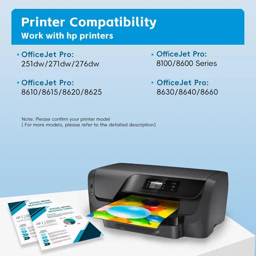 Vista 2 de 951XL - Paquete combinado de cartuchos de tinta de alto rendimiento compatibles para HP 951, cian, magenta, amarillo, 951XL, tinta de impresora a