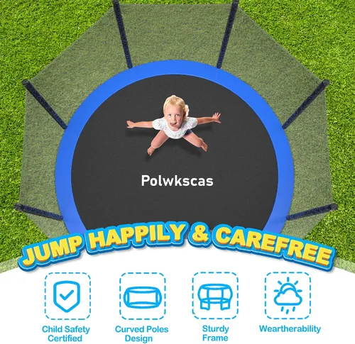 Vista 7 de Trampolines de 12 pies y 14 pies con red de seguridad deslizante, trampolín al aire libre para niños y adultos con alfombrilla de salto resistente