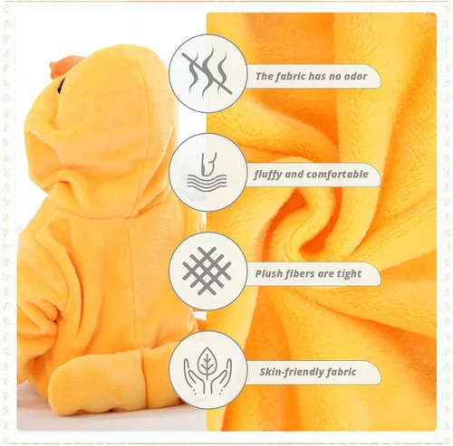 Vista 4 de MICHLEY Disfraz unisex de animal para bebé overol con capucha para invierno otoño Halloween cosplay Pato