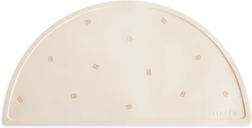 Vista 19 de mushie Mantel individual de silicona para niños, diseño antideslizante sin BPA (margarita negra)