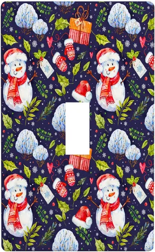 Vista 80 de Cubierta de interruptor de luz dúplex de 1 banda, cubierta decorativa de Navidad con copos de nieve rojos, placa frontal decorativa para cocina