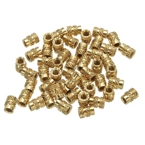 Vista 6 de uxcell Insertos roscados M2, 70 piezas de tuercas moleteadas métricas de latón para plástico, componentes de impresión 3D