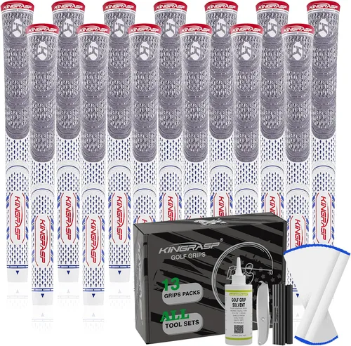 Vista 9 de 13 Pack Corded Rubber Golf Grips, Anti‑Slip Kit, Standard Midsize Oversize Gris/blanco: (13 agarres)