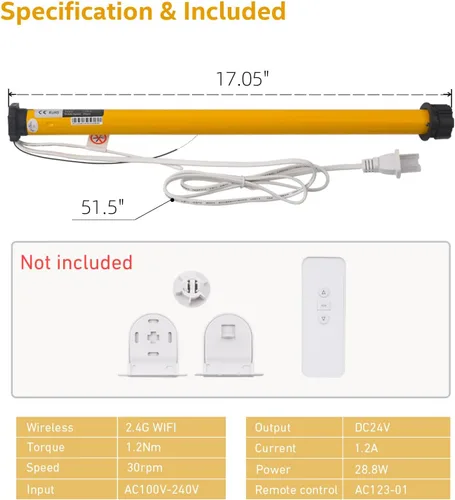 Vista 2 de Motor de persiana inteligente Sortfle Motor tubular WiFi para persiana enrollable motorizada, persiana para ventanas, persianas enrollables
