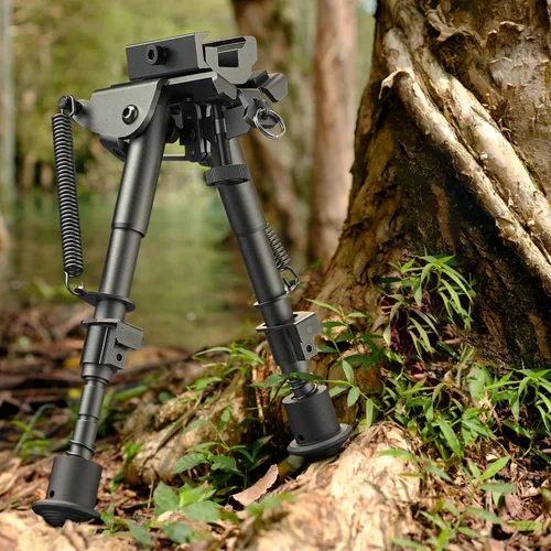 Vista 7 de CVLIFE Bípode Picatinny de 6 a 9 pulgadas, Retorno de resorte ajustable con adaptador Picatinny Negro