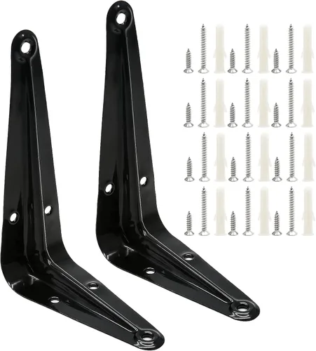 Vista 2 de Uenhoy Paquete de 10 soportes de estante negros de 4 x 3 pulgadas, soportes flotantes de metal resistentes para montaje en pared, soportes