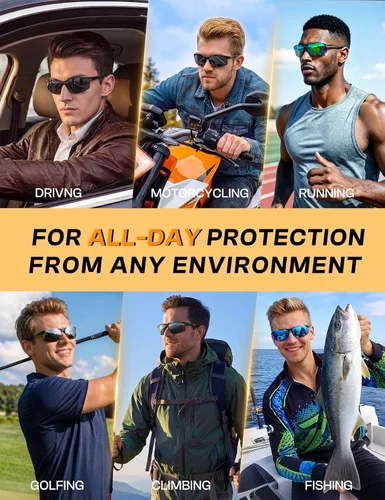 Vista 7 de Duco - Gafas de sol deportivas polarizadas para hombre con protección UV 8177s Marco Negro Lente Naranja