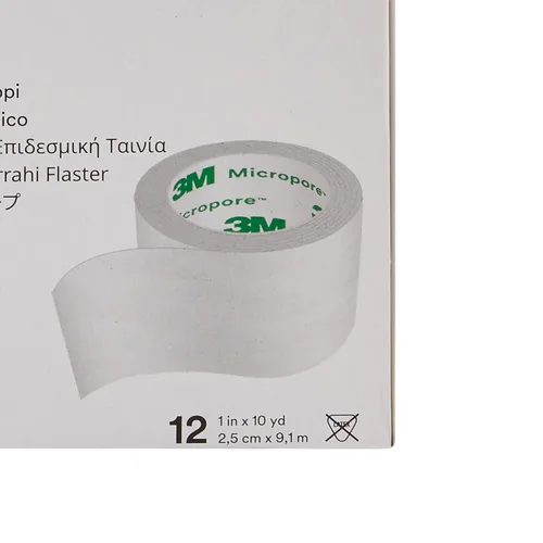 Vista 4 de 3M Micropore - Cinta de papel, color blanco, 1" x 10 yardas (Caja de 12)