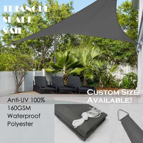 Vista 2 de Alion Home Toldo parasol tejido triangular impermeable de 10 x 10 x 10 pies en colores vibrantes (gris)