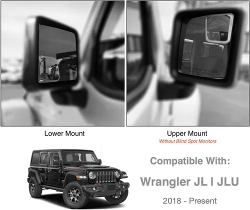 Vista 2 de Espejos de punto ciego personalizados - Compatibles con Jeep Wrangler 2018-Actual espejos de punto ciego compatibles con Jeep Wrangler JL