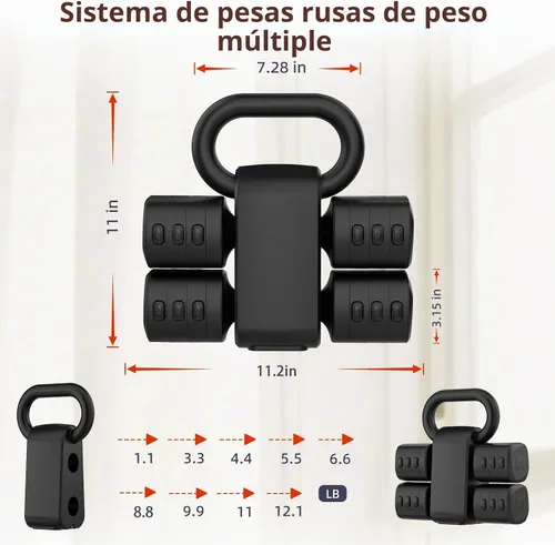 Vista 4 de 2-in-1 Adjustable Dumbbell Set, 4-Level Weights for Women Negro