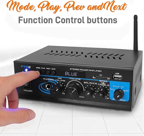 Vista 4 de Pyle Home Mini - Amplificador de potencia estéreo (2 x 40 W) PTA2 mini amperio