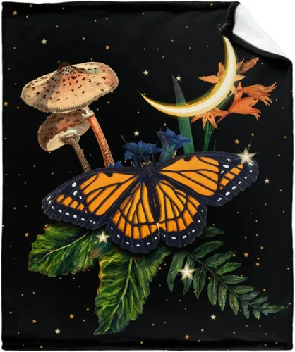 Vista 12 de Manta de regalo personalizada de hongos del bosque salvaje oscuro, manta de franela suave y ligera, adecuada para uso en cama, sala de estar
