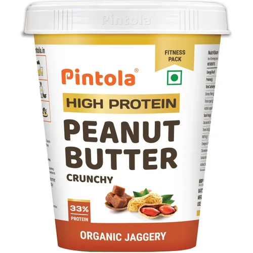 Vista 11 de Pintola Mantequilla de maní ALTA Proteína (Organic Jagggery) (Cremosa, 2.2 lbs)