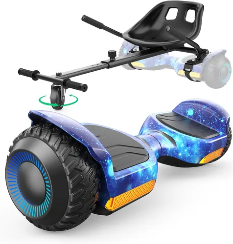 Vista 8 de Gyroor Scooter con accesorio de asiento ajustable, scooter de equilibrio automático todo terreno de 6.5 pulgadas, luces LED y Bluetooth para niños