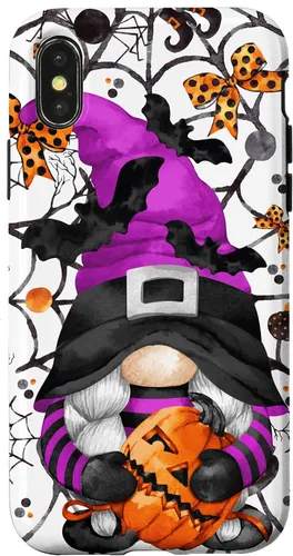 Vista 5 de iPhone 16 Lindo gnomo de Halloween para mujeres y bruja púrpura Witchy Boo Case