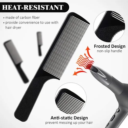 Vista 3 de Peine de corte de pelo, 5 piezas, peine de peluquería para peluquería, dientes finos, juego de cepillos de pelo de carbono, antiestático, resistente