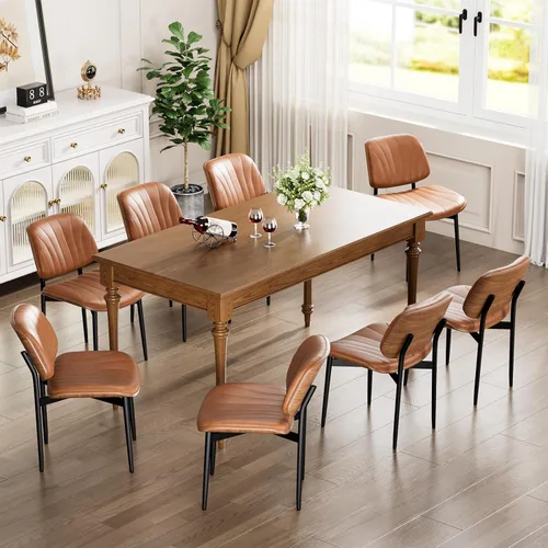 Vista 34 de YaFiti Juego de 2 sillas de comedor, sillas de comedor y cocina modernas de mediados de siglo, sillas tapizadas de piel sintética con diamantes