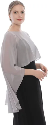 Vista 5 de LMVERNA Chal para mujer, capas formales de gasa, ligeras, transparentes, para cubrir el vestido