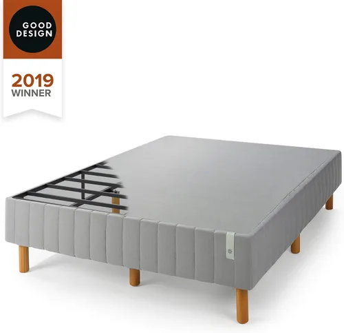 Vista 6 de Colchón Zinus Justina con somier tipo plataforma y patas, Acero Tela Madera, Gris