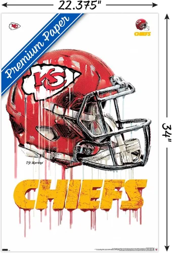 Vista 3 de Trends International NFL Kansas City Chiefs - Póster de pared con casco de goteo, 22.375 x 34 pulgadas, paquete de póster y clip de alta calidad