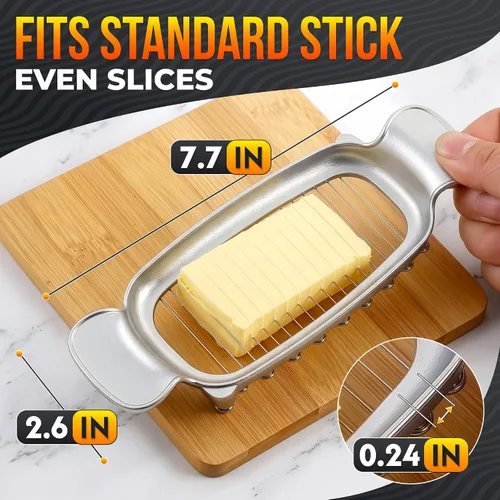 Vista 2 de 2-in-1 Butter Slicer & Butter Cutter, Stainless Steel Wires, 0.25" Slices