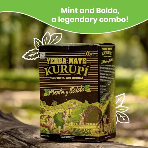 Vista 5 de Kurupi Menta Boldo Yerba Mate 500 g (1.1 lbs)