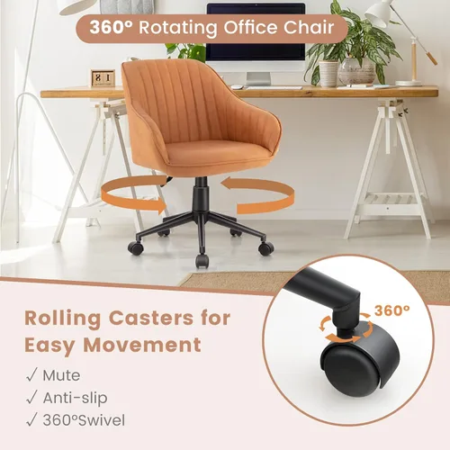 Vista 5 de POWERSTONE Silla moderna de escritorio para oficina en casa, silla de computadora de mediados de siglo, silla giratoria ajustable para dormitorio