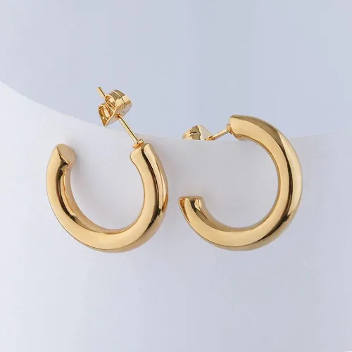 Vista 3 de Polite Society Hoop Gold Earrings for Women – 18K Gold Plated Earrings,Lightweight Timeless, hypoallergenic jewelry perfect for everyday wear or as