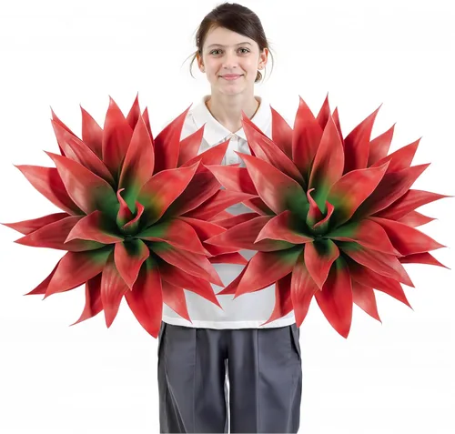 Vista 13 de Velener Plantas artificiales de agave falsas, Plantas suculentas falsas para decoración de habitaciones, tallos de plantas de agave sintético sin