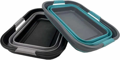 Vista 3 de SAMMART Cesta de lavandería de plástico plegable de 30 L (8 galones) Contenedor de almacenamiento plegable y organizador-Tina de lavado portátil